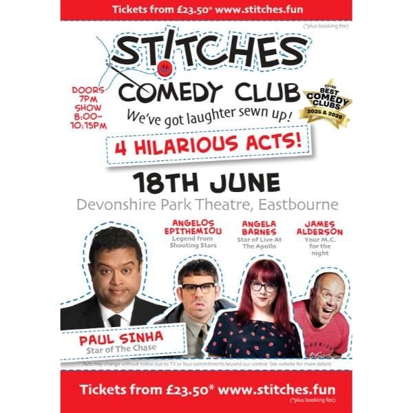 Hero image for Stitches Comedy Club - Angelos Epitemiou, Angela Barnes and Paul Sinha